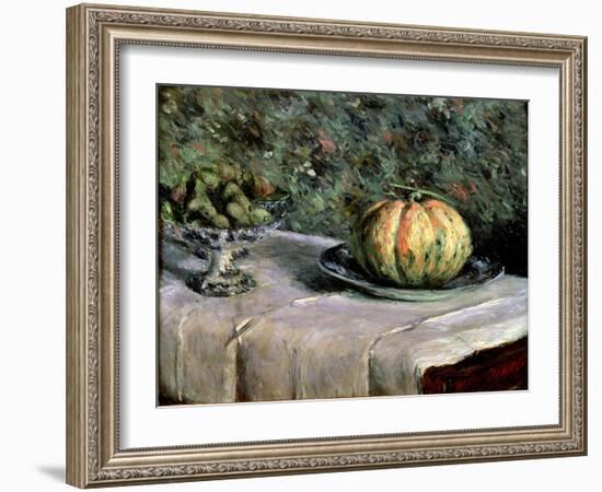 Melon and Fruit Bowl with Figs, 1880-82-Gustave Caillebotte-Framed Giclee Print