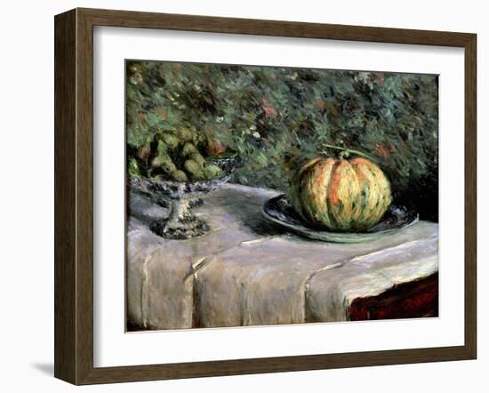 Melon and Fruit Bowl with Figs, 1880-82-Gustave Caillebotte-Framed Giclee Print