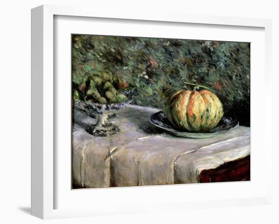 Melon and Fruit Bowl with Figs, 1880-82-Gustave Caillebotte-Framed Giclee Print