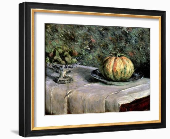 Melon and Fruit Bowl with Figs, 1880-82-Gustave Caillebotte-Framed Giclee Print