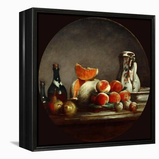 Melons, Pears, Peaches and Plums, or the Cut Melon-Jean-Baptiste Simeon Chardin-Framed Premier Image Canvas