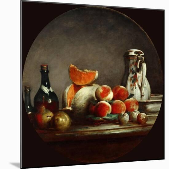Melons, Pears, Peaches and Plums, or the Cut Melon-Jean-Baptiste Simeon Chardin-Mounted Giclee Print