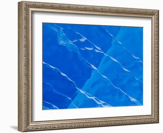 Melt Ridges on Deep Blue Iceberg, Antarctic Peninsula-Hugh Rose-Framed Photographic Print