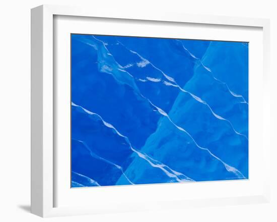 Melt Ridges on Deep Blue Iceberg, Antarctic Peninsula-Hugh Rose-Framed Photographic Print