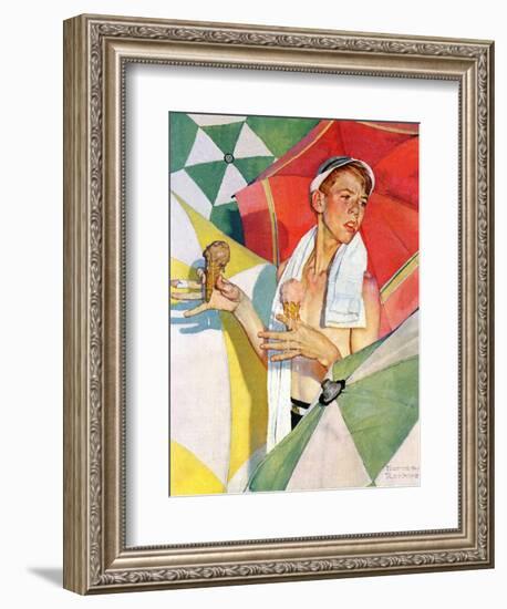 "Melting Ice Cream" or "Joys of Summer", July 13,1940-Norman Rockwell-Framed Giclee Print