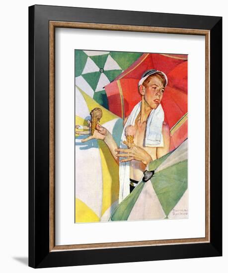 "Melting Ice Cream" or "Joys of Summer", July 13,1940-Norman Rockwell-Framed Giclee Print