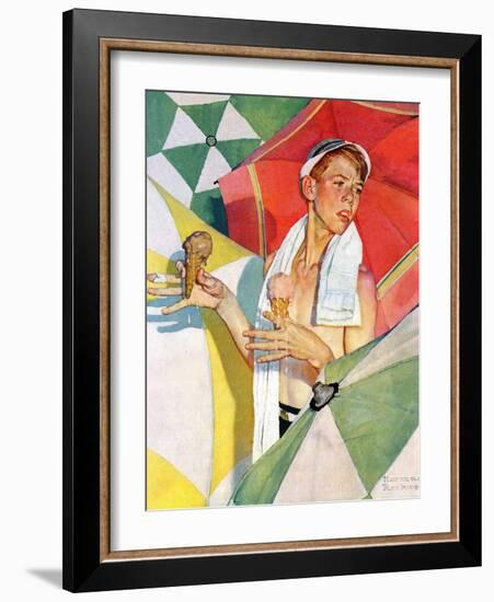 "Melting Ice Cream" or "Joys of Summer", July 13,1940-Norman Rockwell-Framed Giclee Print