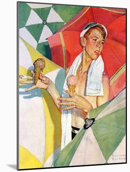 "Melting Ice Cream" or "Joys of Summer", July 13,1940-Norman Rockwell-Mounted Giclee Print