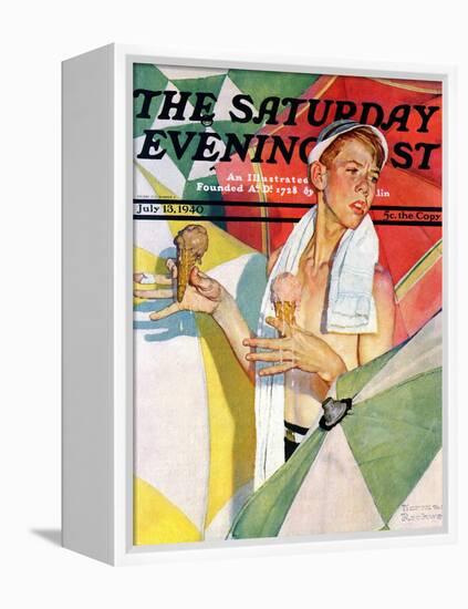 "Melting Ice Cream" or "Joys of Summer" Saturday Evening Post Cover, July 13,1940-Norman Rockwell-Framed Premier Image Canvas