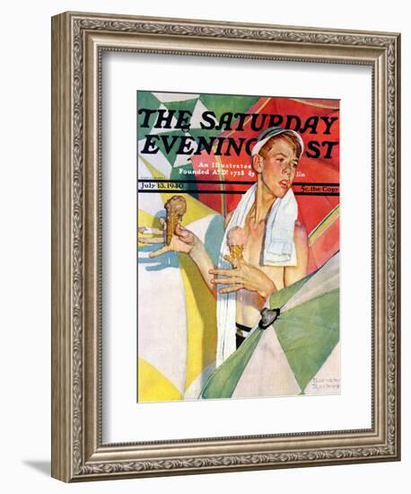 "Melting Ice Cream" or "Joys of Summer" Saturday Evening Post Cover, July 13,1940-Norman Rockwell-Framed Giclee Print