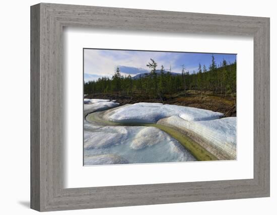 Meltwater stream through ice, Putoransky State Nature Reserve, Siberia, Russia-Sergey Gorshkov-Framed Photographic Print