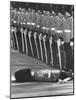 Member of Honor Guard Lying on the Ground After Fainting During Ceremonies For Queen Elizabeth-John Loengard-Mounted Photographic Print