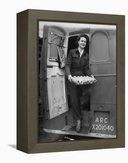 Member of Red Cross Clubmobile Katherine Spaatz, Dispensing Doughnuts, Coffee, Cigarettes and Gum-Bob Landry-Framed Premier Image Canvas