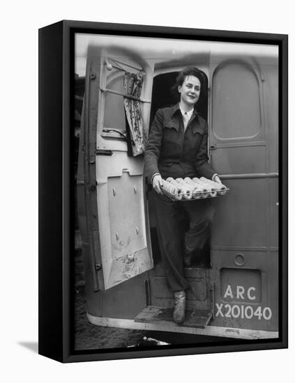 Member of Red Cross Clubmobile Katherine Spaatz, Dispensing Doughnuts, Coffee, Cigarettes and Gum-Bob Landry-Framed Premier Image Canvas