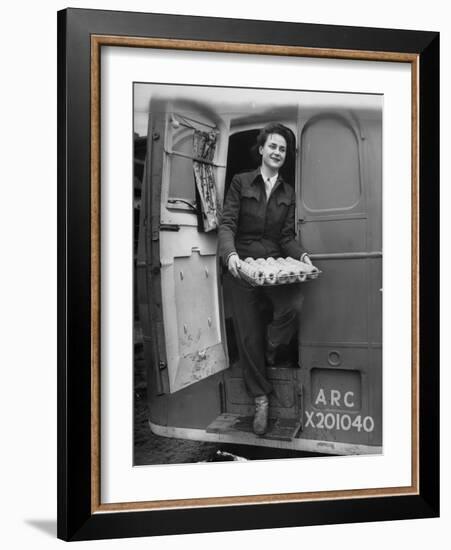 Member of Red Cross Clubmobile Katherine Spaatz, Dispensing Doughnuts, Coffee, Cigarettes and Gum-Bob Landry-Framed Photographic Print