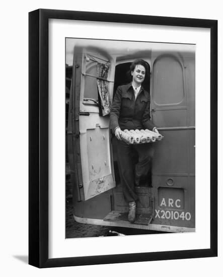 Member of Red Cross Clubmobile Katherine Spaatz, Dispensing Doughnuts, Coffee, Cigarettes and Gum-Bob Landry-Framed Photographic Print