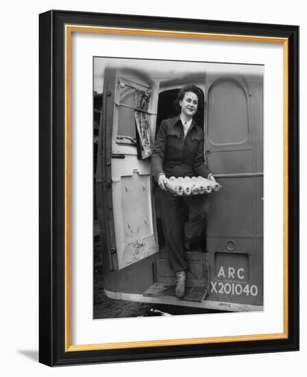 Member of Red Cross Clubmobile Katherine Spaatz, Dispensing Doughnuts, Coffee, Cigarettes and Gum-Bob Landry-Framed Photographic Print