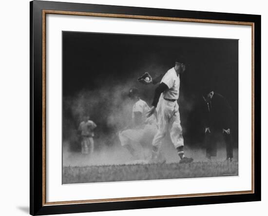 Member of the Cleveland Indians Stealing a Base During a Game Against the New York Yankees-Yale Joel-Framed Premium Photographic Print