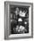 Member Reading Newspaper in Smoking Room at the Harvard Club Beneath a Rhino Head Trophy-Alfred Eisenstaedt-Framed Photographic Print