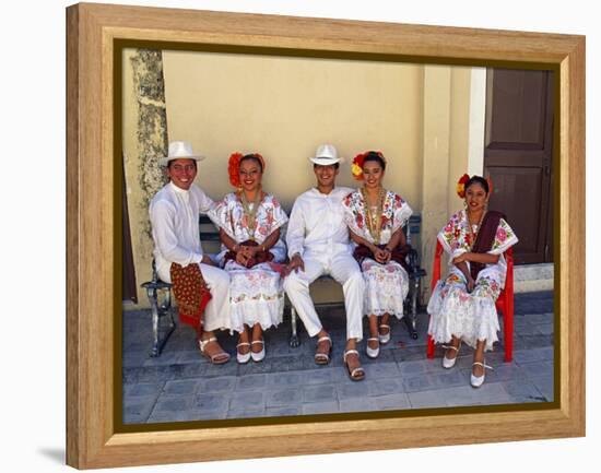 Members of a Folklore Dance Group Waiting to Perform, Merida, Yucatan State-Paul Harris-Framed Premier Image Canvas