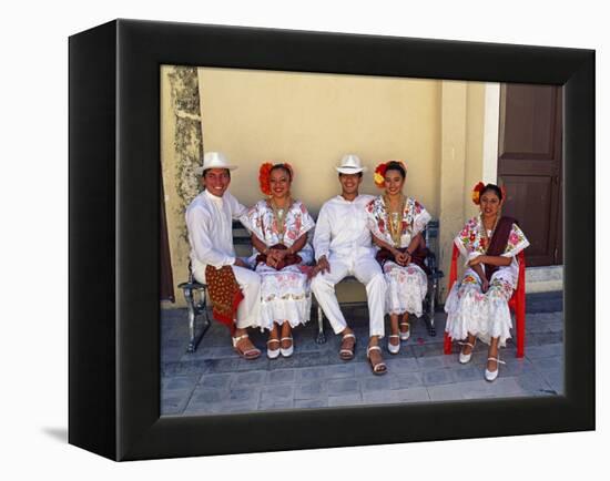 Members of a Folklore Dance Group Waiting to Perform, Merida, Yucatan State-Paul Harris-Framed Premier Image Canvas