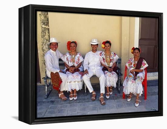 Members of a Folklore Dance Group Waiting to Perform, Merida, Yucatan State-Paul Harris-Framed Premier Image Canvas