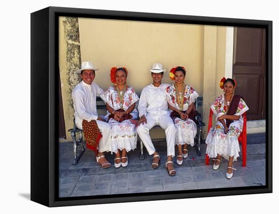 Members of a Folklore Dance Group Waiting to Perform, Merida, Yucatan State-Paul Harris-Framed Premier Image Canvas