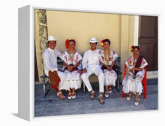Members of a Folklore Dance Group Waiting to Perform, Merida, Yucatan State-Paul Harris-Framed Premier Image Canvas