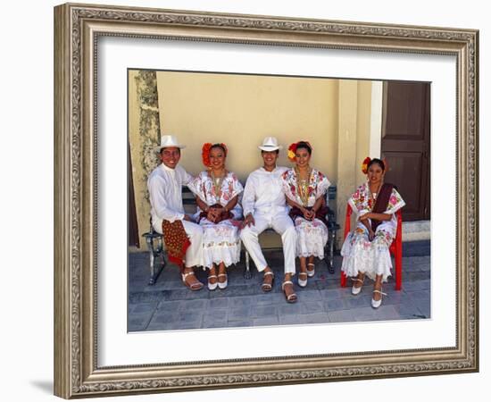 Members of a Folklore Dance Group Waiting to Perform, Merida, Yucatan State-Paul Harris-Framed Photographic Print