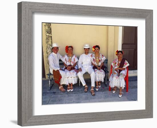 Members of a Folklore Dance Group Waiting to Perform, Merida, Yucatan State-Paul Harris-Framed Photographic Print