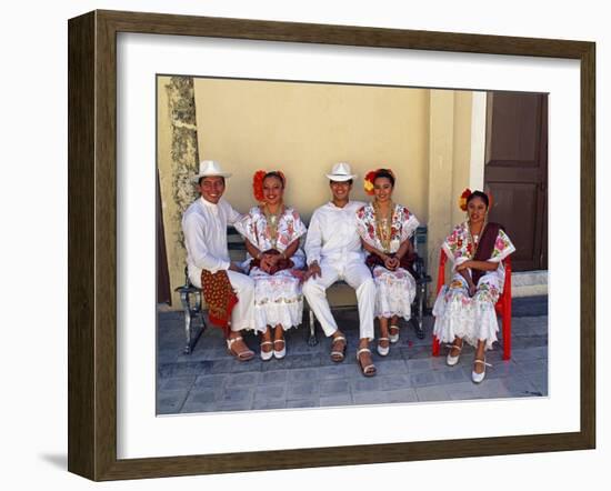 Members of a Folklore Dance Group Waiting to Perform, Merida, Yucatan State-Paul Harris-Framed Photographic Print