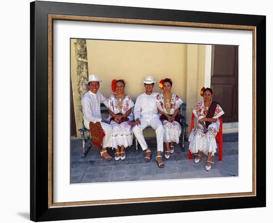 Members of a Folklore Dance Group Waiting to Perform, Merida, Yucatan State-Paul Harris-Framed Photographic Print