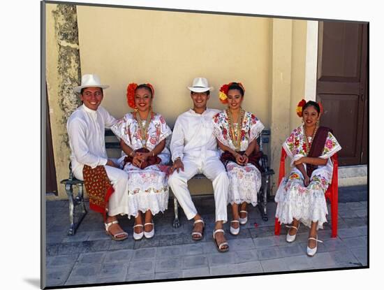 Members of a Folklore Dance Group Waiting to Perform, Merida, Yucatan State-Paul Harris-Mounted Photographic Print