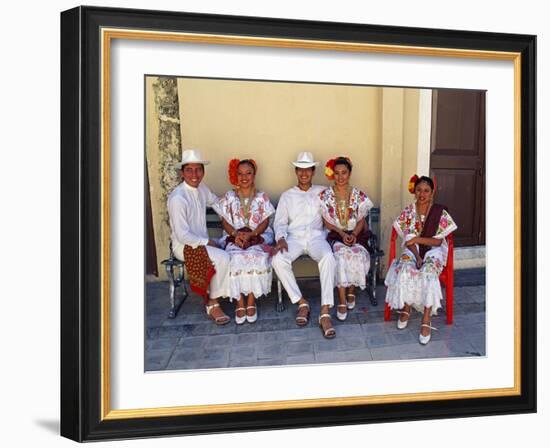 Members of a Folklore Dance Group Waiting to Perform, Merida, Yucatan State-Paul Harris-Framed Photographic Print