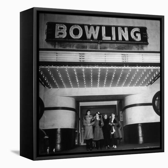 Members of a Women's Bowling League Exiting the Bowling Alley-Charles E^ Steinheimer-Framed Premier Image Canvas
