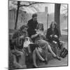 Members of Ballet Russe Sitting in a Park Mending their Shoes and their Tights-Myron Davis-Mounted Photographic Print