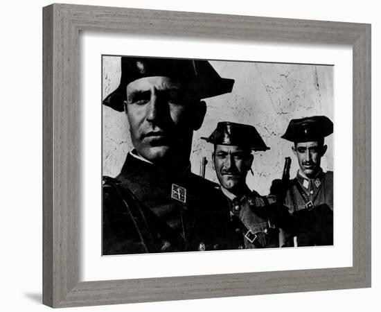 Members of Dictator Franco's Feared Guardia Civil in Rural Spain, from Essay "Spanish Village."-W^ Eugene Smith-Framed Photographic Print