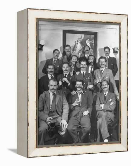 Members of Handlebar Club Posing for Photograph-Nat Farbman-Framed Premier Image Canvas