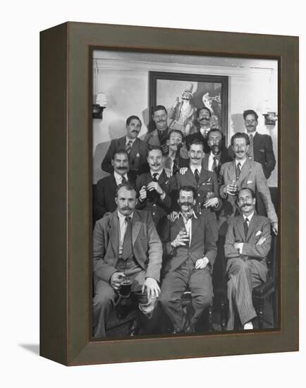 Members of Handlebar Club Posing for Photograph-Nat Farbman-Framed Premier Image Canvas