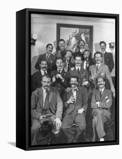 Members of Handlebar Club Posing for Photograph-Nat Farbman-Framed Premier Image Canvas