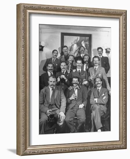 Members of Handlebar Club Posing for Photograph-Nat Farbman-Framed Photographic Print