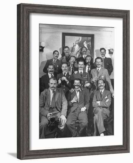 Members of Handlebar Club Posing for Photograph-Nat Farbman-Framed Photographic Print