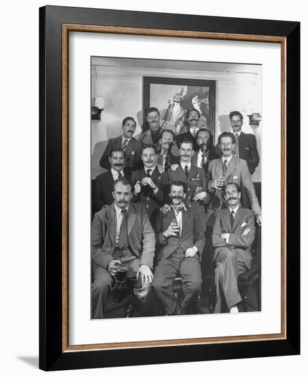 Members of Handlebar Club Posing for Photograph-Nat Farbman-Framed Photographic Print