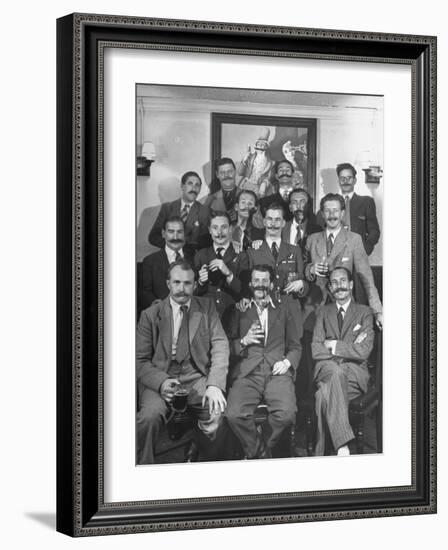 Members of Handlebar Club Posing for Photograph-Nat Farbman-Framed Photographic Print