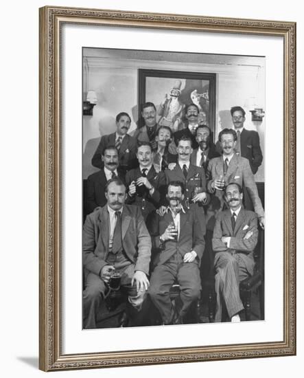 Members of Handlebar Club Posing for Photograph-Nat Farbman-Framed Photographic Print