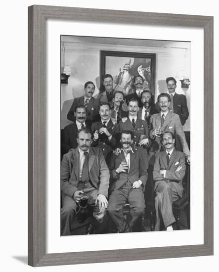 Members of Handlebar Club Posing for Photograph-Nat Farbman-Framed Photographic Print