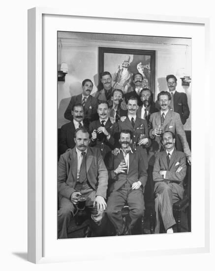 Members of Handlebar Club Posing for Photograph-Nat Farbman-Framed Photographic Print