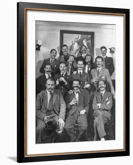 Members of Handlebar Club Posing for Photograph-Nat Farbman-Framed Photographic Print