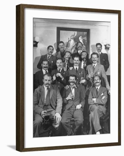 Members of Handlebar Club Posing for Photograph-Nat Farbman-Framed Photographic Print