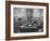 Members of Handlebar Club Sitting at Table and Having Formal Beer Session-Nat Farbman-Framed Photographic Print